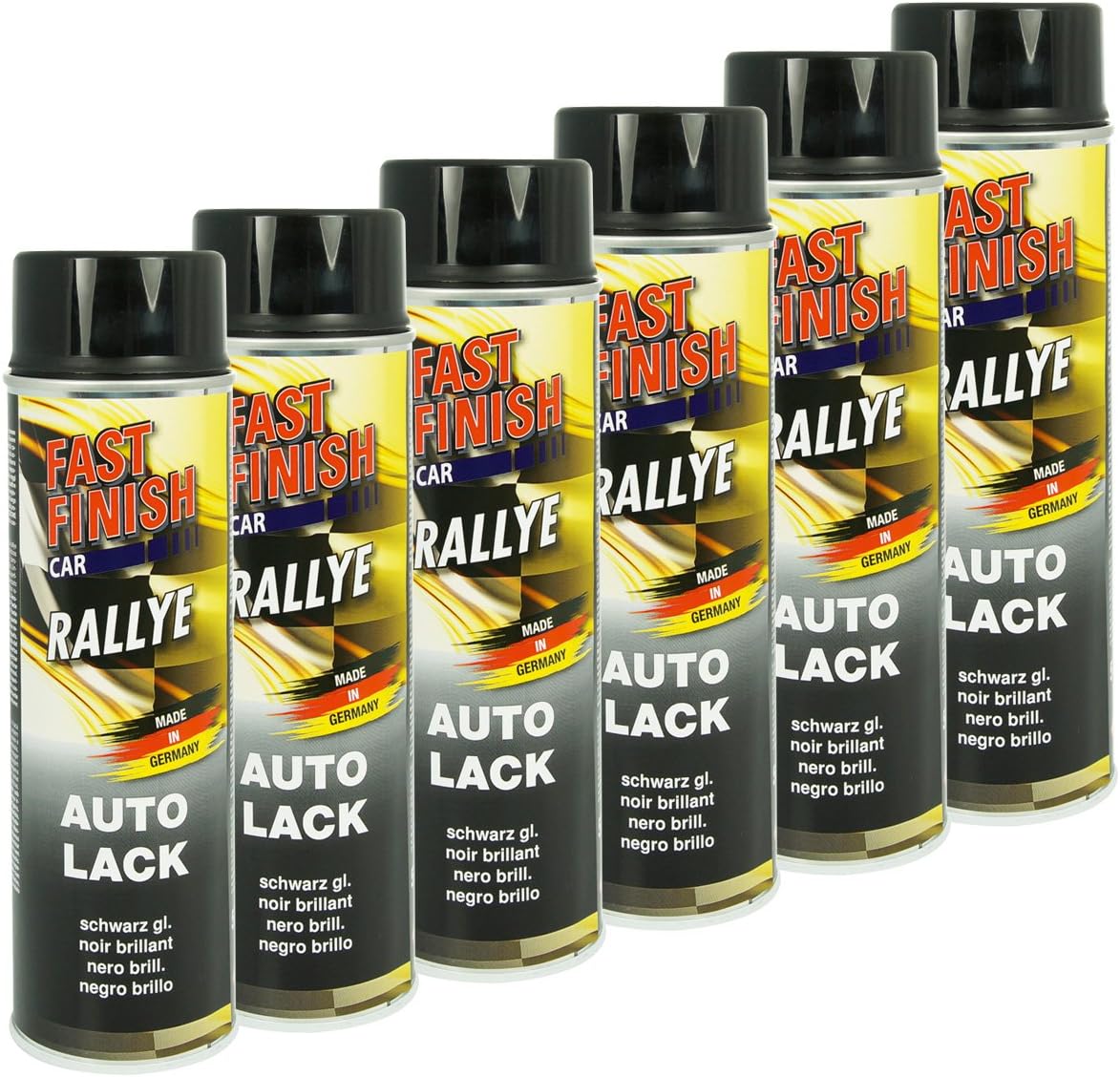 6x Fast Finish Black Glossy 500ml
